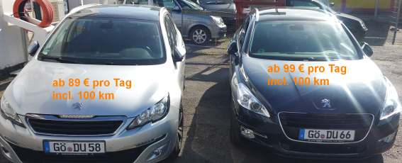 Peugeot 308SW und 508SW Diesel Kombi Automatik Glasdach Klima Navi max. 5 Personen Tarife nur bei Onlinebuchung gültig.
